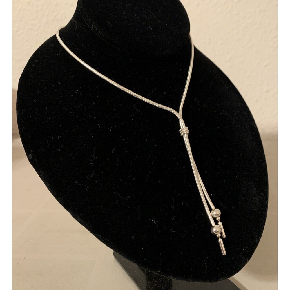 Milor Italy Necklace Sterling Silver Snake Chain Lariat Y  22” Southwest 3mm